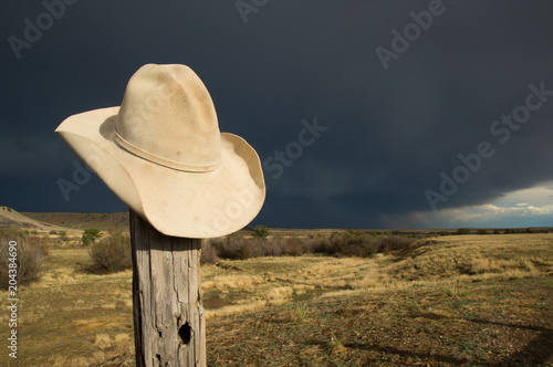 Cowboy Hat on Fence Post 