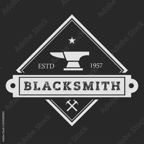 Blacksmith smith union shoer anvil logo set. Smith allince logos. Heavy industry.