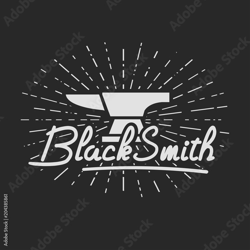 Blacksmith smith union shoer anvil logo set. Smith allince logos. Heavy industry.