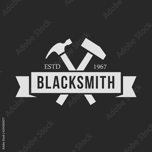 Blacksmith smith union shoer anvil logo set. Smith allince logos. Heavy industry.