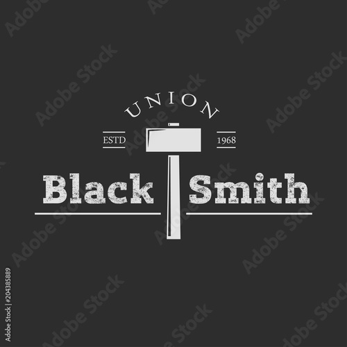 Blacksmith smith union shoer anvil logo set. Smith allince logos. Heavy industry.