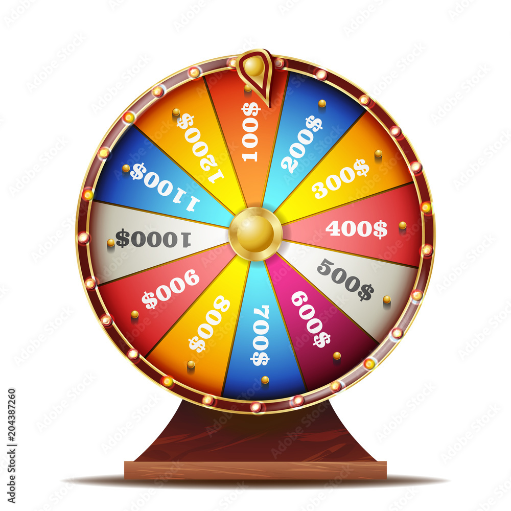Fortune Wheel Vector. Realistic 3d Object. Casino Game Of Chance. Isolated Illustration Fortune Wheel Vector. Realistic 3d Object. Casino Game Of Chance. Isolated Illustration