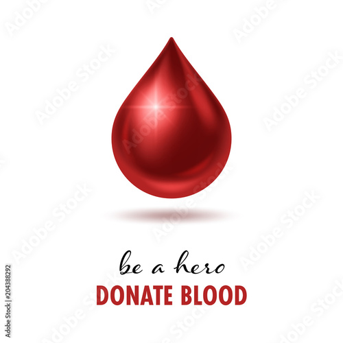 World blood donor day poster. Realistic blood drop. Vector Illustration