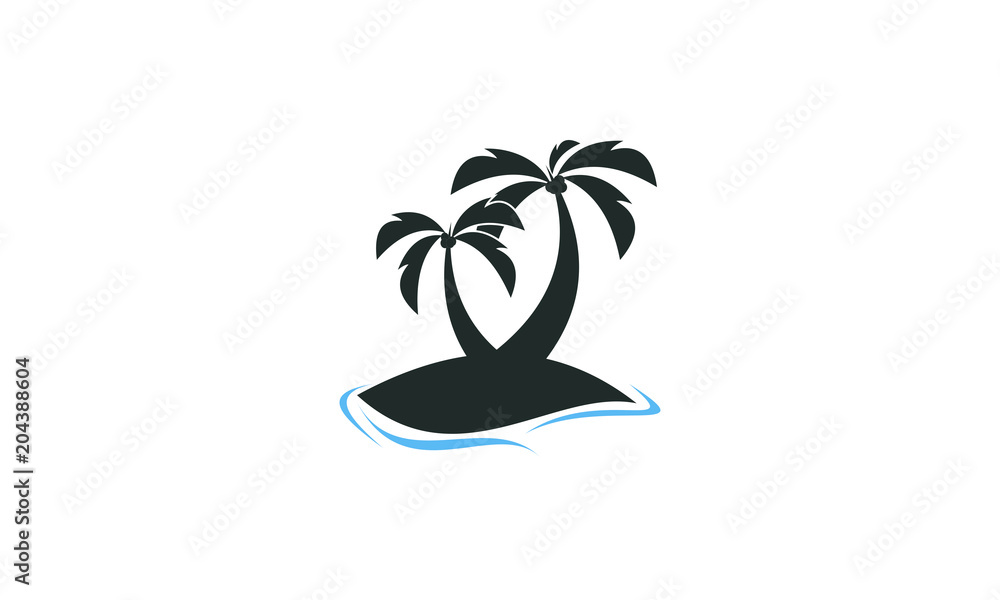 beach and coconut vector
