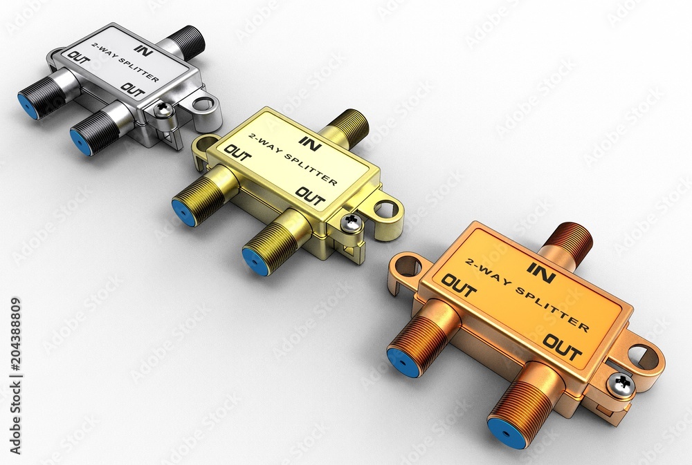 Obraz premium 3d illustration of TV cable splitter isolated on white