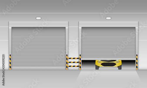 High speed rolling door with garage, Shutter door, Vector, Illustration