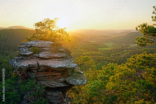 Sonnenuntergang im Dahner Felsenland