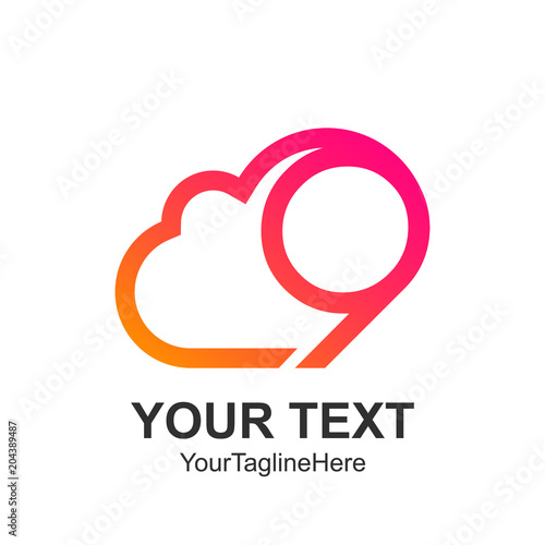 Creative abstract number nine cloud vector logo design template element. Colorful concept icon