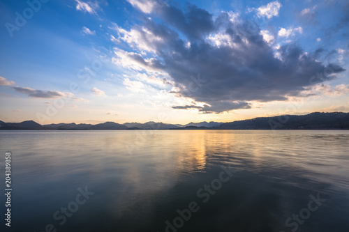 landscape in hangzhou west lake during sunset