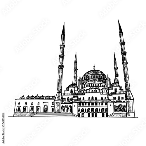 Hand drawn sketch style Hagia Sophia isolated on white background. Vector illustration.