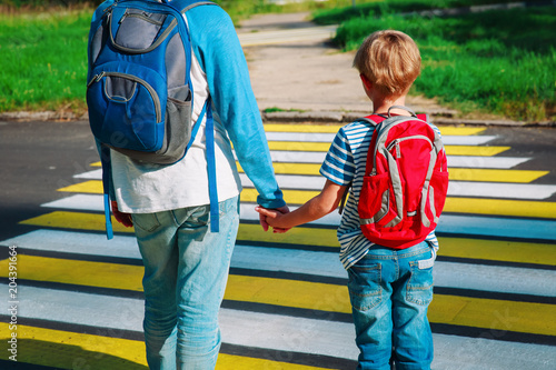 father and son son go to school