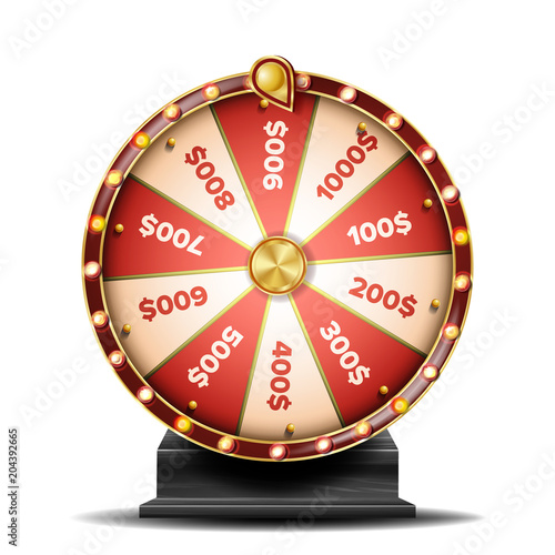 Fortune Wheel Vector. Spinning Lucky Roulette. Lottery Luck. Illustration