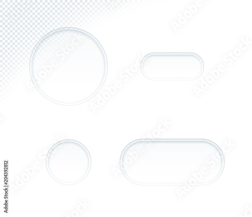 Vector 3d Blank White Paper Cut Out Circle Shapes Set