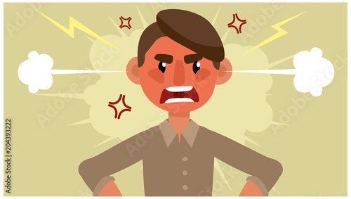 cartoon man is upset. negative emotion