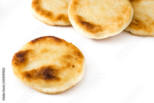 Arepas isolated on white background. Venezuelan typical food