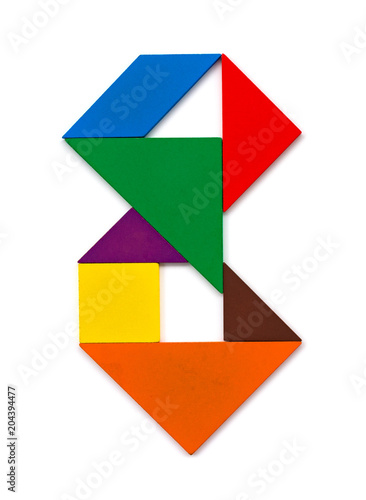 Free Download wooden tangram shaped like a number 8 on white - GFXLoad