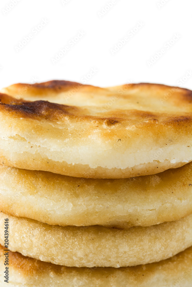Arepas isolated on white background. Venezuelan typical food Arepas isolated on white background. Venezuelan typical food