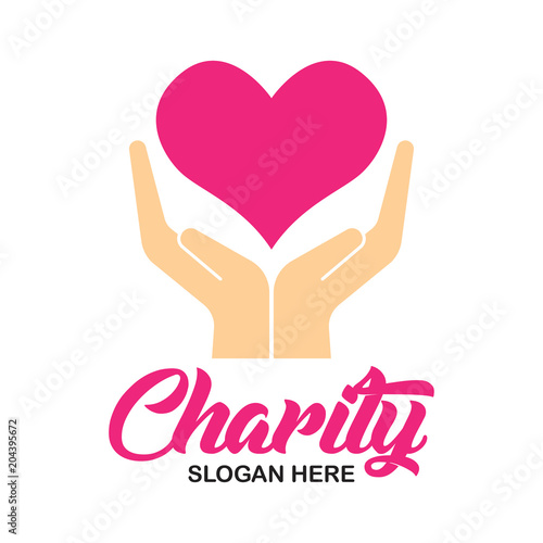 charity and care logo, emblems and insignia with text space for your slogan / tagline. vector illustration