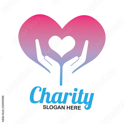 charity and care logo, emblems and insignia with text space for your slogan / tagline. vector illustration