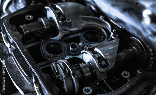 valves engine bike close up timing mechanism disassemble © ILYA