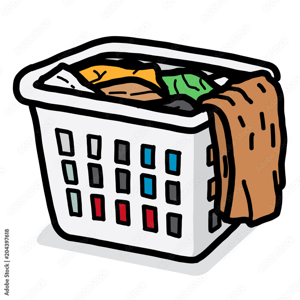 clothes basket / cartoon vector and illustration, hand drawn style,  isolated on white background. Stock Vector | Adobe Stock