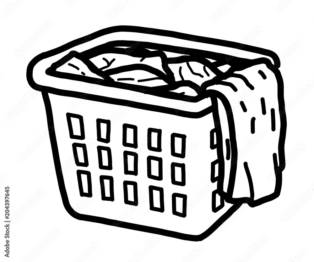 clothes basket / cartoon vector and illustration, black and white, hand  drawn, sketch style, isolated on white background. Stock Vector | Adobe  Stock