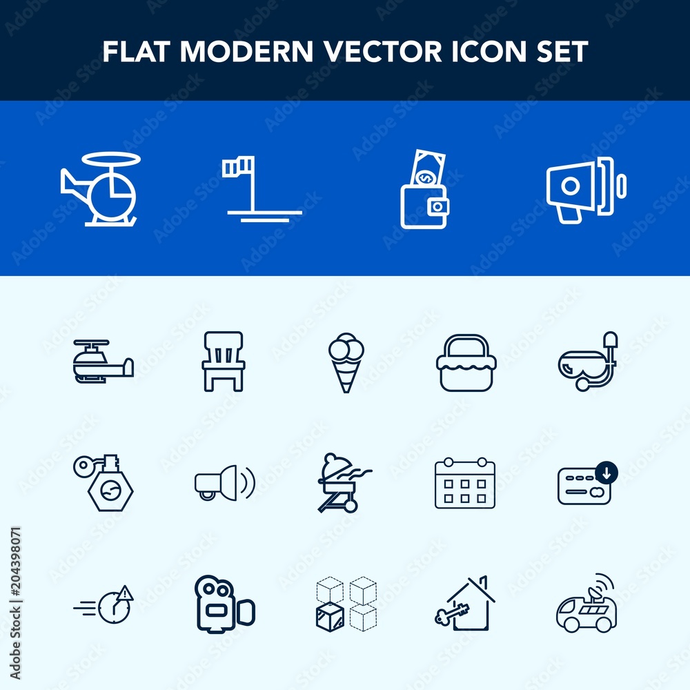 Modern, simple vector icon set with pump, loudspeaker, water, food, park, purse, comfortable, business, wallet, communication, baja, dessert, dollar, bottle, megaphone, home, transportation, ice icons Modern, simple vector icon set with pump, loudspeaker, water, food, park, purse, comfortable, business, wallet, communication, baja, dessert, dollar, bottle, megaphone, home, transportation, ice icons