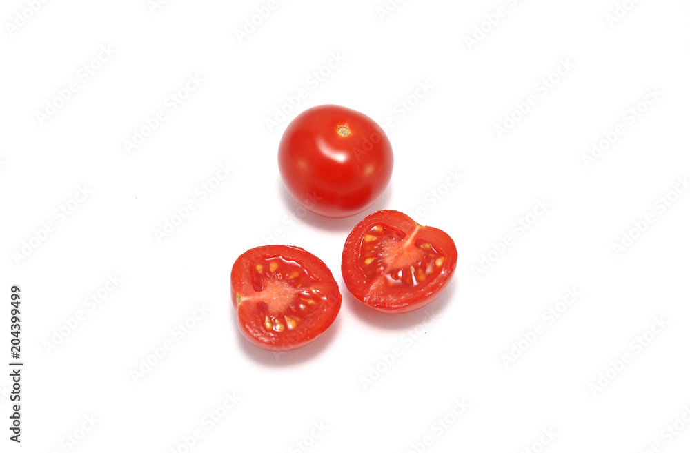Fototapeta premium Red tomatoes on white background closeup