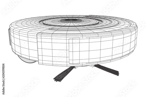 Robot vacuum cleaner wireframe low poly mesh vector illustration. Smart cleaning technology concept