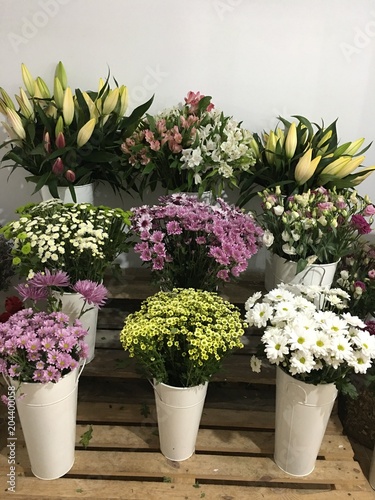 Spring Flower Arrangements in a Flower Shop 