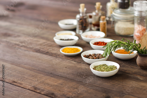 healthy food - a mix of spices and herbs. Food background