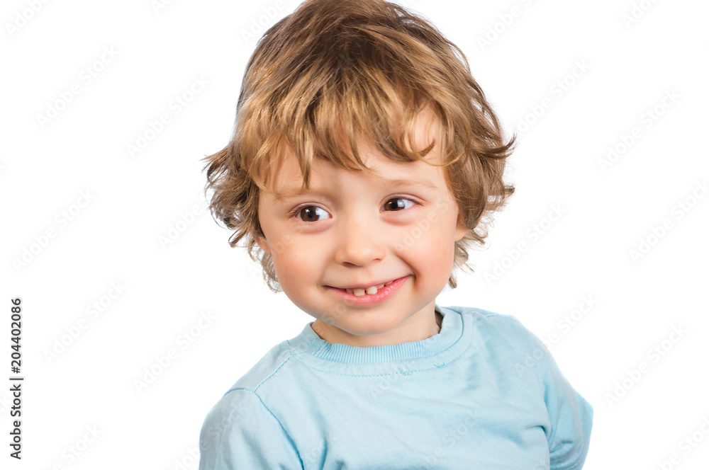 Portrait of a child who laughs. Isolated on a white background Portrait of a child who laughs. Isolated on a white background