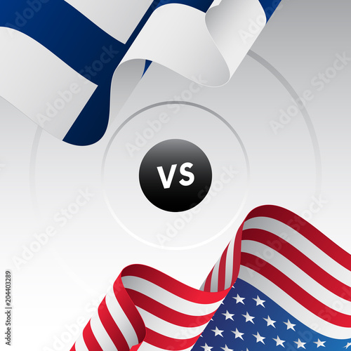 Finland vs USA. Ice hockey championship 2018. Vector illustration.