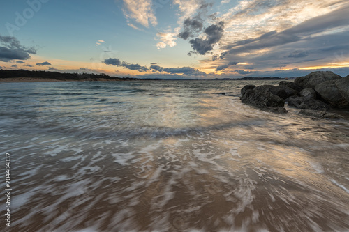 Sunset in the Loredo Beach. Cantabria. Spain. photo