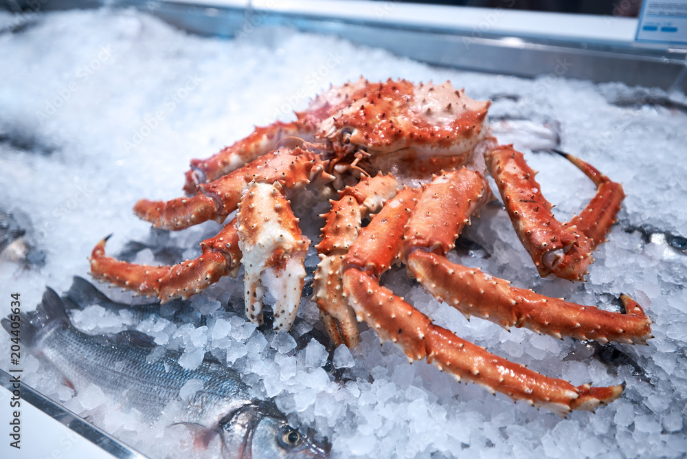 arctic snow crab on ice in market arctic snow crab on ice in market