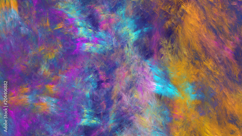 Abstract painted texture. Chaotic pink, violet, blue and orange strokes. Fractal background. Fantasy digital art. 3D rendering.