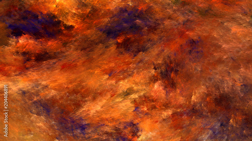 Abstract painted texture. Chaotic orange and blue strokes. Fractal background. Fantasy digital art. 3D rendering.