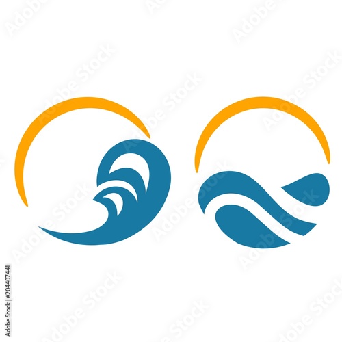 Sea sun symbol circle