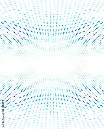 Blue dotted lines, abstract halftone and perspective background.