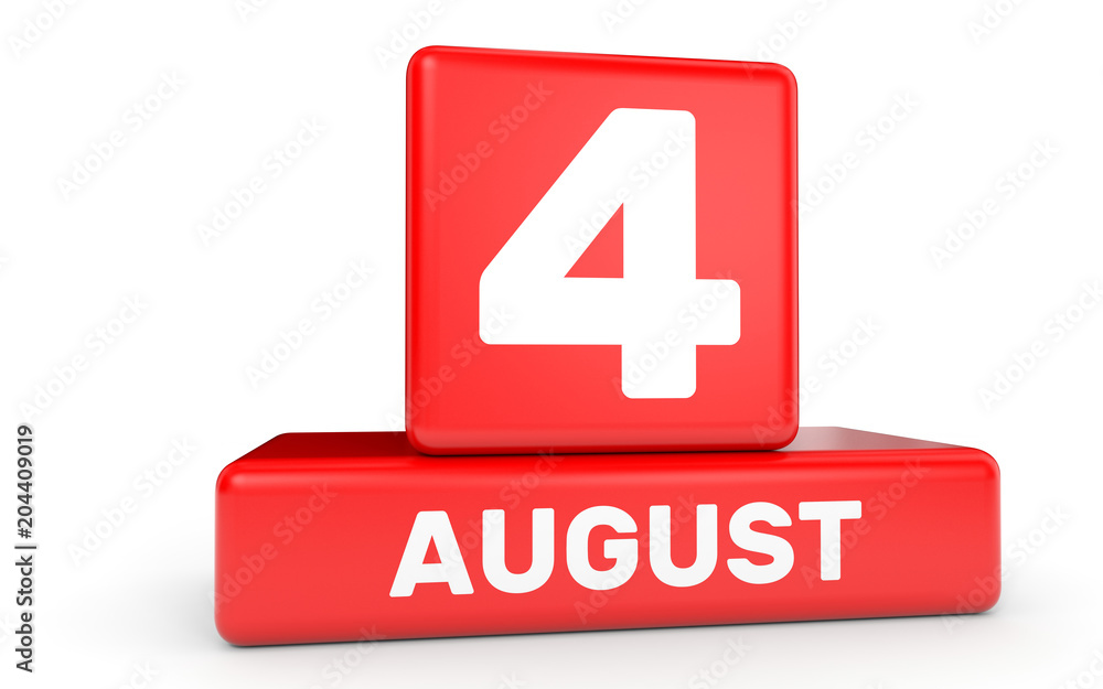 August 4. Calendar on white background. August 4. Calendar on white background.