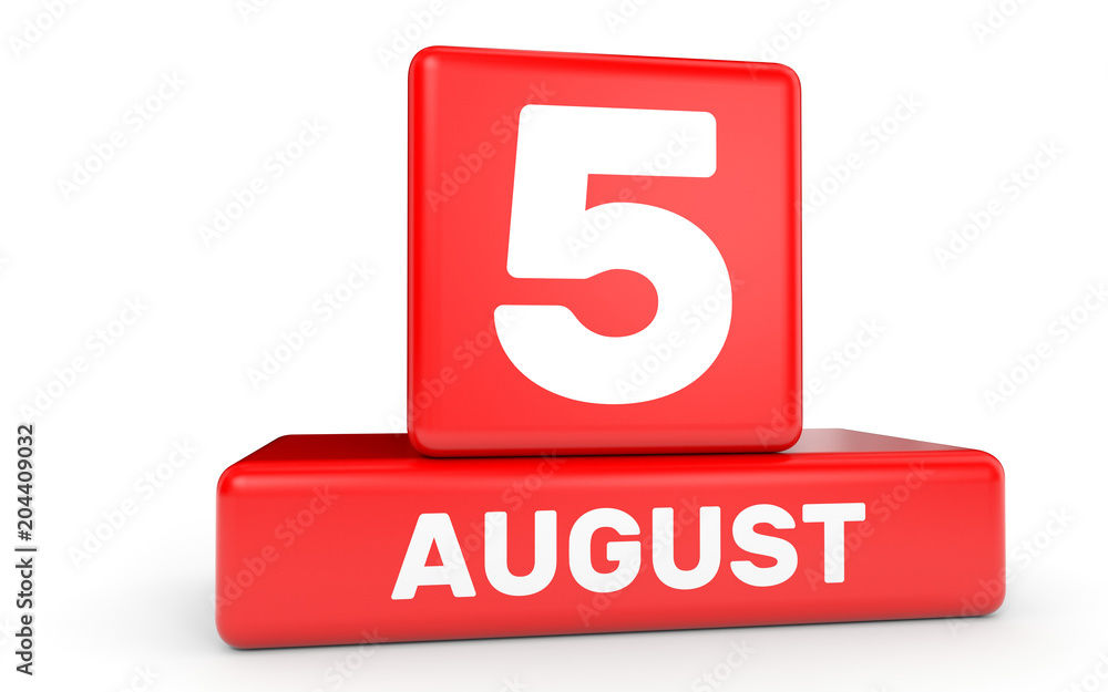 August 5. Calendar on white background. August 5. Calendar on white background.