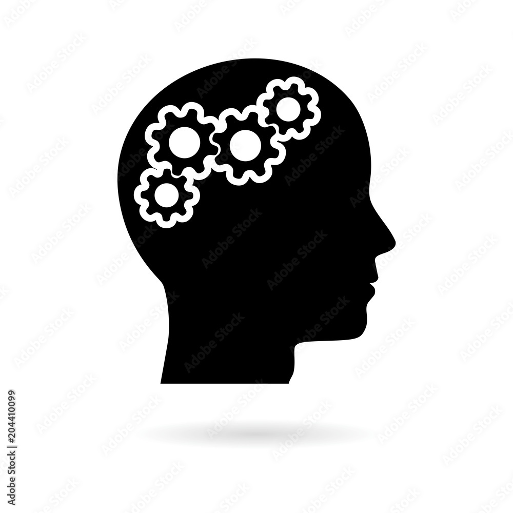 Human head with gears icon, Head with gears concept Human head with gears icon, Head with gears concept
