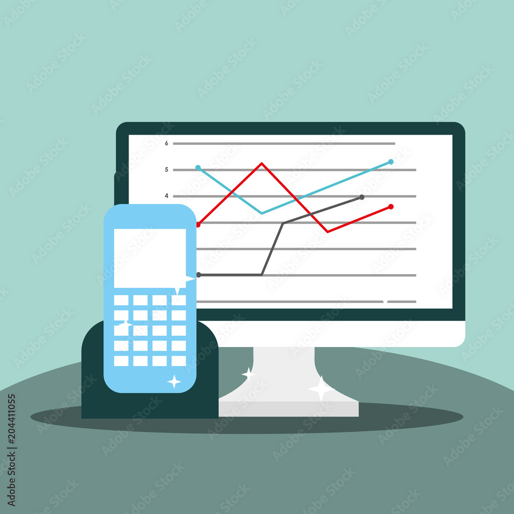 computer smartphone business office equipment vector illustration computer smartphone business office equipment vector illustration