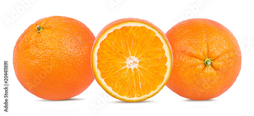 Juicy orange isolated on white background with clipping path