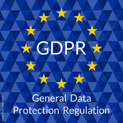 GDPR banner. General Data Protection Regulation symbol with EU flag. Vector illustration.