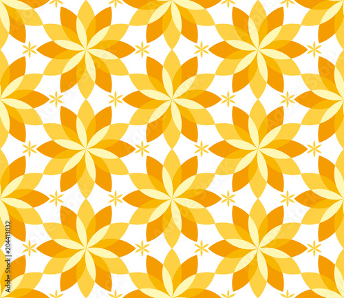 sunny yellow floral geometr...