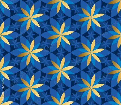 luxury gold and blue floral...