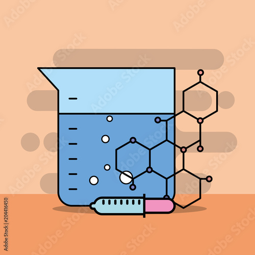 science medical dropper flask glass equipment vector illustration