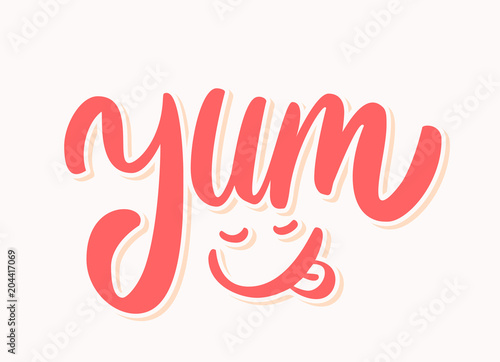 Yum. Yummy word. Vector lettering.
