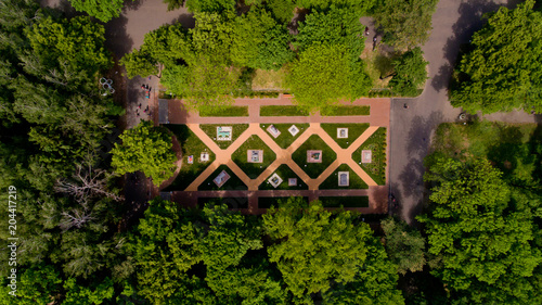 Top view of the city park.